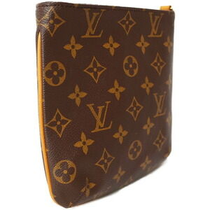 Louis Vuitton Leather Monogram Shoulder Bag Brown Partition